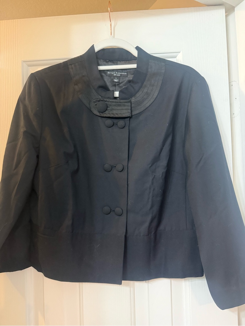 Black Cropped Button Jacket
